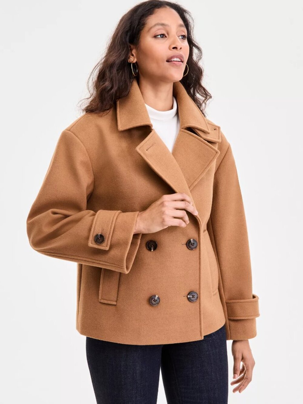 NWT!  MICHAEL KORS Camel Wool Double Breasted Peacoat Sz XL